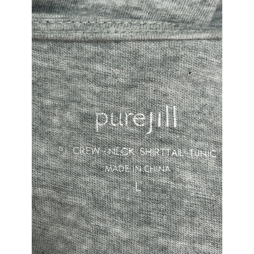 J Jill Pure Jill PJ Crew Neck Shirttail Tunic Grey Size L Pajama Top Loungewear - Picture 4 of 10